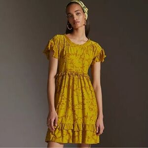 Anthropologie Ruffle Knit Mini Dress Size Small Petite